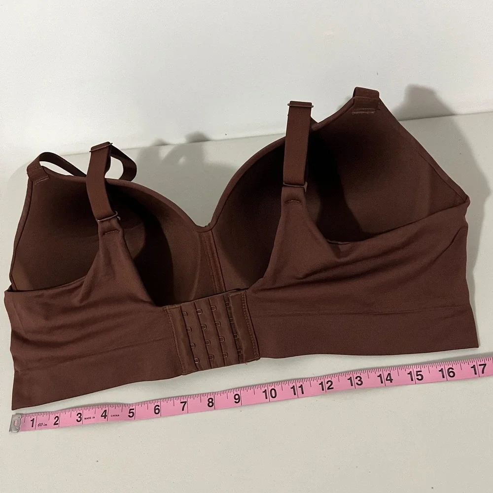 TrueKind Comfort Full Coverage Seamless Bra Brown 3XL Adjustable Straps